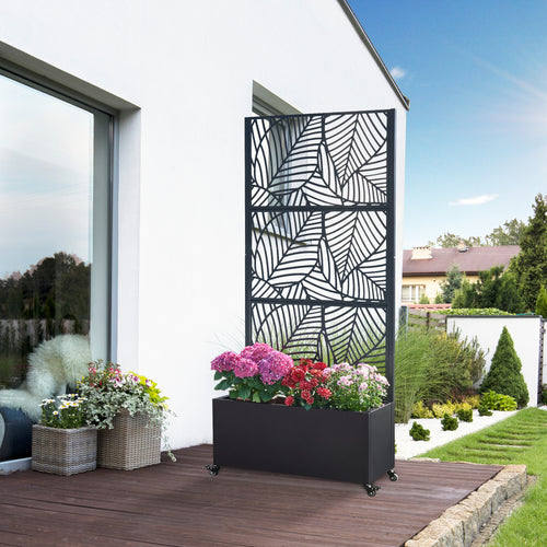 Paravan cu jardiniera flori Surnskoki 190x82x38 cm otel  [casa.pro]