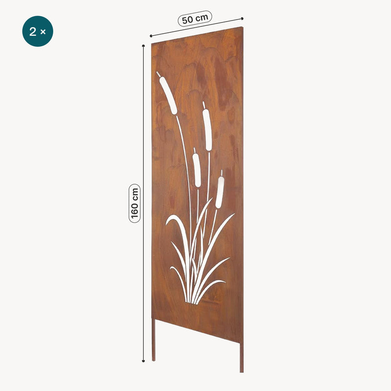 Schiță cotată Suport de grădină Irsina set de 2 bucăți 160x50 cm oțel corten rugină naturală [casa.pro]