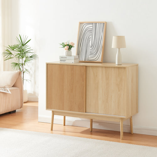Comoda cu 2 usi culisante 90x115x40 cm efect lemn stejar [en.casa]