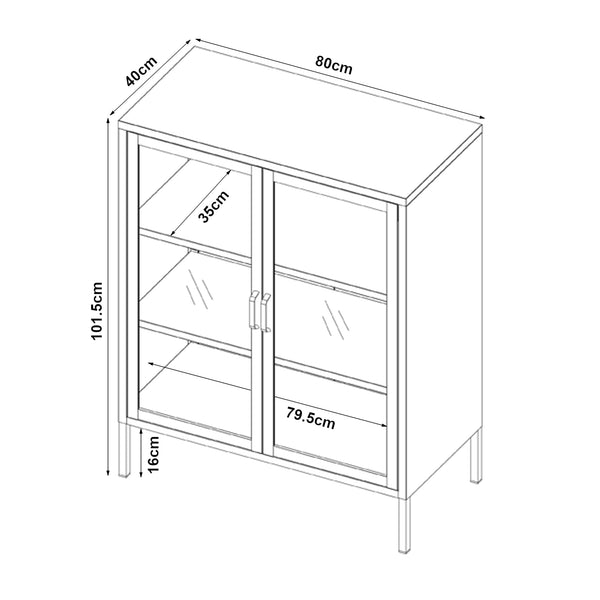 Sideboard Fauske cu uși din sticlă în diferite culori [en.casa]
