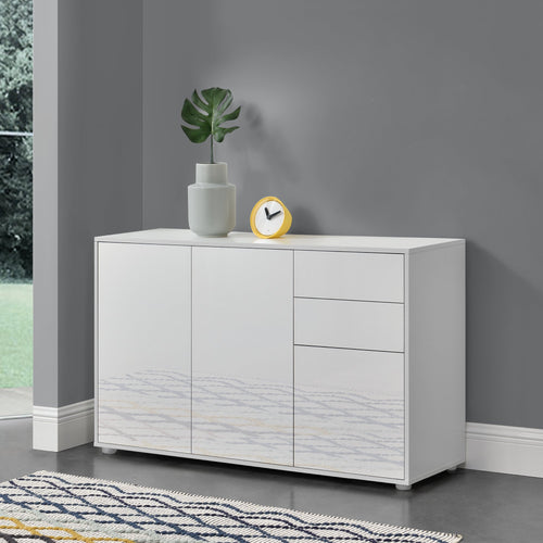 Comoda Paarl cu 3 usi si 2 sertare culori diferite [en.casa]