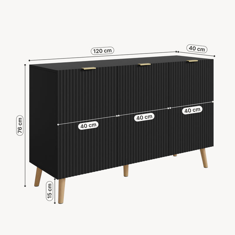 Schiță cotată Comoda cu usi Nand 120x40x76 cm [en.casa]