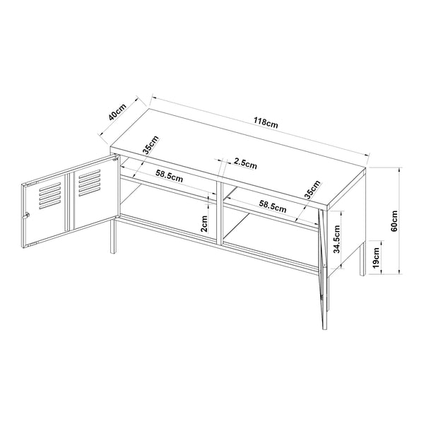 Comoda Pyhtää 118x40x60cm otel [en.casa]