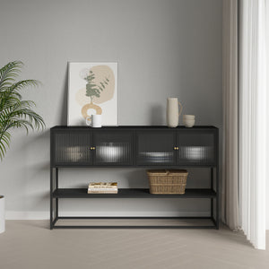 Comoda Sakyla 150x38x90 cm cu 4 usi sticla [en.casa]