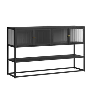 Comoda Sakyla 150x38x90 cm cu 4 usi sticla [en.casa]