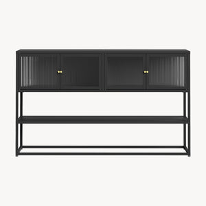 Comoda Sakyla 150x38x90 cm cu 4 usi sticla [en.casa]