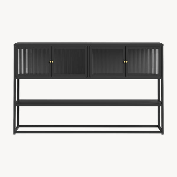 Comoda Sakyla 150x38x90 cm cu 4 usi sticla [en.casa]