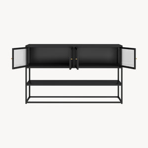 Comoda Sakyla 150x38x90 cm cu 4 usi sticla [en.casa]