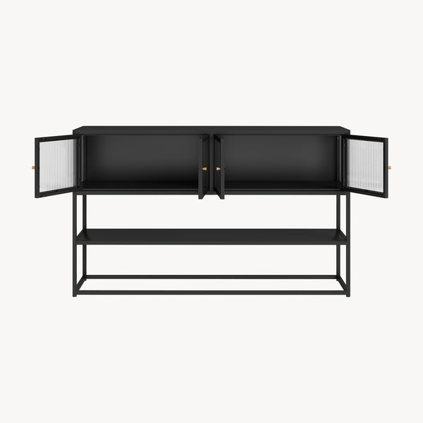 Comoda Sakyla 150x38x90 cm cu 4 usi sticla [en.casa]