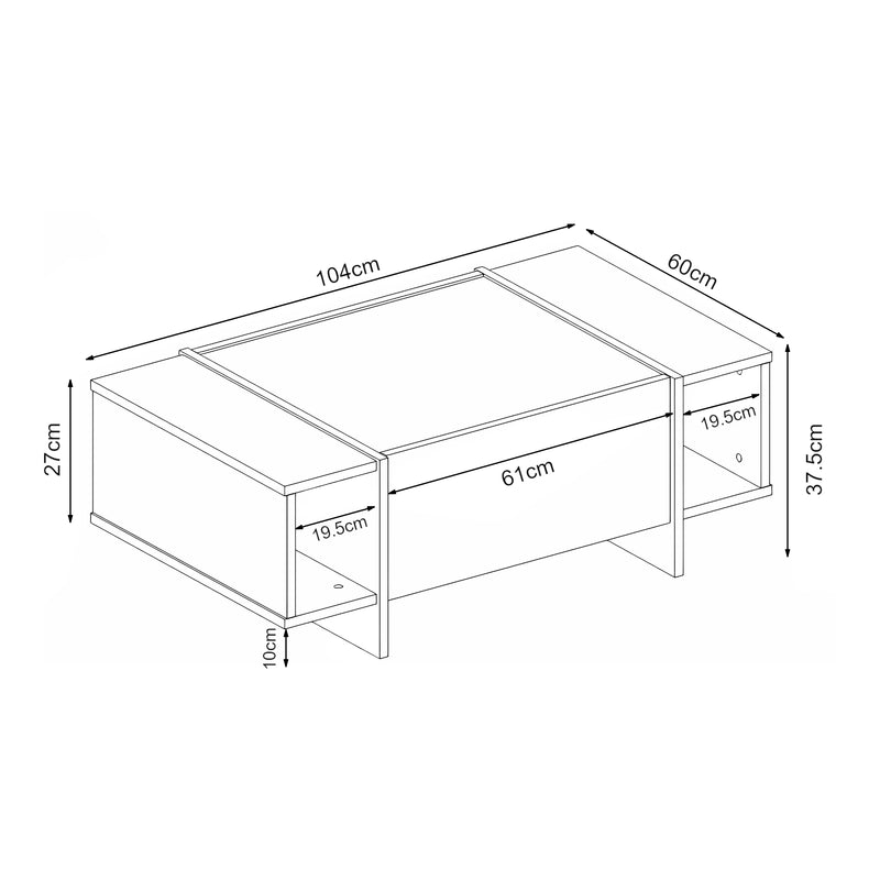 Schiță cotată Masuta cafea Tavak 104x60x37 cm [en.casa]