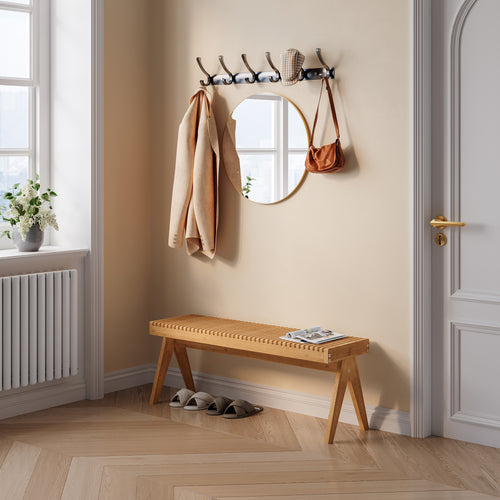 Banca pantofi Lasdarvoo 120x35x45 cm bambus natur [en.casa]