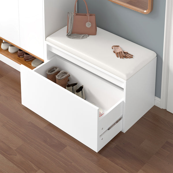 Banca cu sertar pentru pantofi Degerfors 80 x 39 x 45 cm PAL [en.casa] 