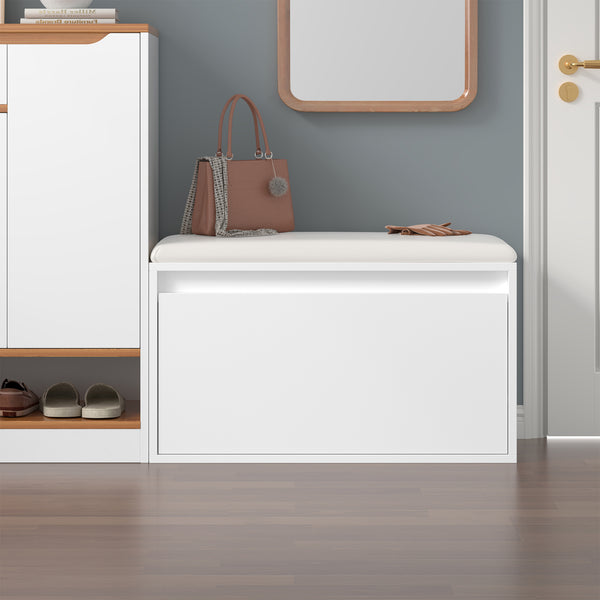 Banca cu sertar pentru pantofi Degerfors 80 x 39 x 45 cm PAL [en.casa] 