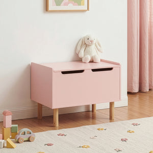 Lada roz cu capac pentru depozitarea jucariilor in camera copiilor Virer 60x40x44,5 cm roz/natur [en.casa]
