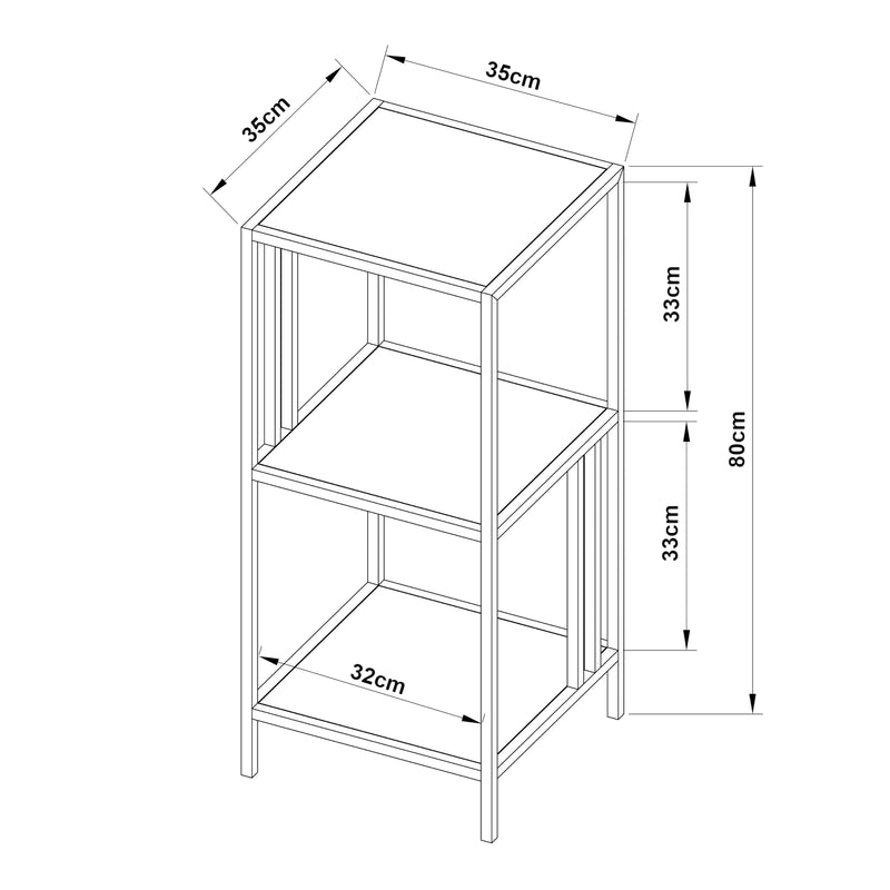 Schiță cotată Raft de podea Kumlinge 35x35x80cm în diferite culori [en.casa]