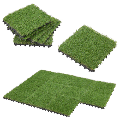 Placi iarba artificiala pentru terasa ACWP-6403 HDPE verde 11 buc [en.casa]