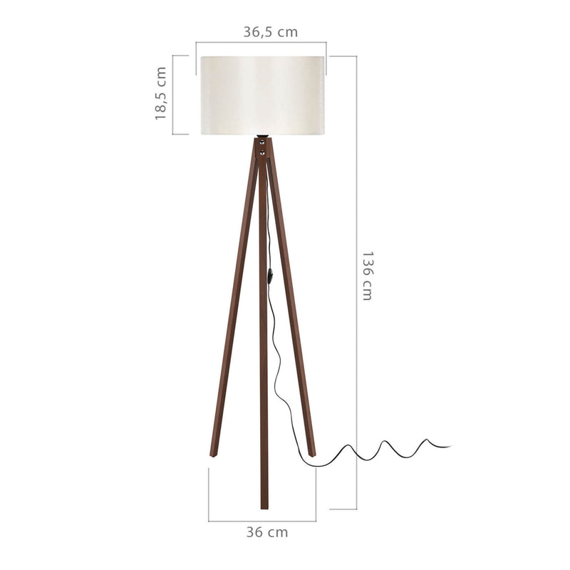 Schiță cotată Lampa de podea Rochester 136 cm 1 x E27 culori diferite [lux.pro]