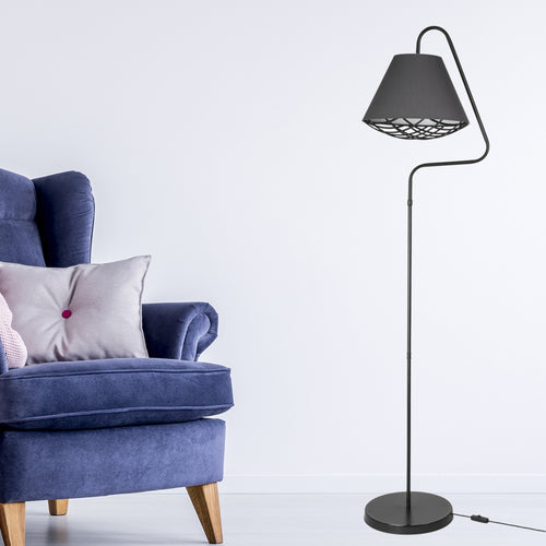 Stehleuchte Gateshead E27 Metall Textil Schwarz / Grau [lux.pro] - premiumXL