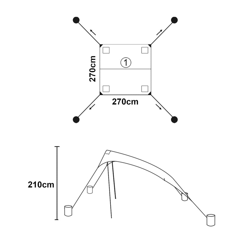 Schiță cotată Umbrar strand Bernheze [pro.tec]