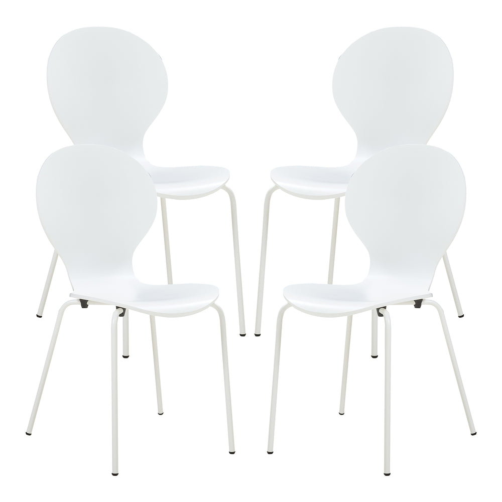 Set 4 scaune bucatarie stivuibile Etne 85x48x50cm 150kg metal mesteacan [en.casa]