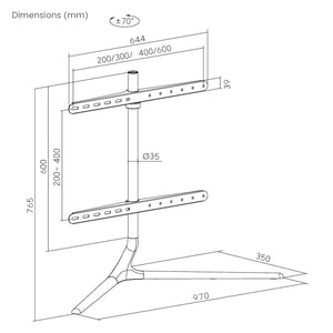 Suport de masa pentru TV Ystad 76,5x97x35cm [pro.tec]