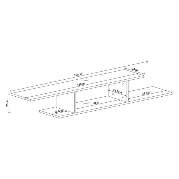 Raft de perete Stovring 21x150x25cm culori diferite [en.casa]