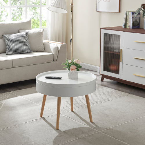 Masuta cafea Bongard 60x45 cm alb/natur [en.casa]
