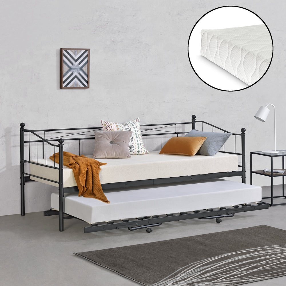 Metallbett Skutskär mit Matratze 90x200cm in versch. Farben en.casa - premiumXL