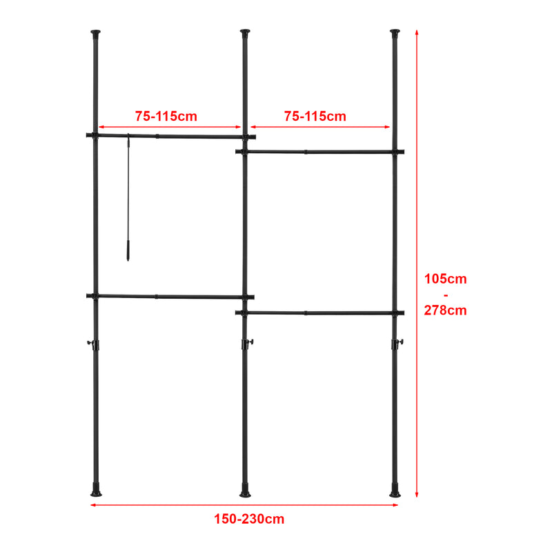 Schiță cotată Cuier telescopic Kemi [en.casa]