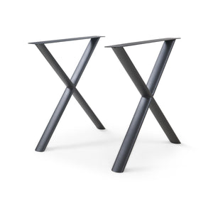Set 2 buc picior masa in forma de X Klixjö 72x70 cm 160 kg otel negru [en.casa]