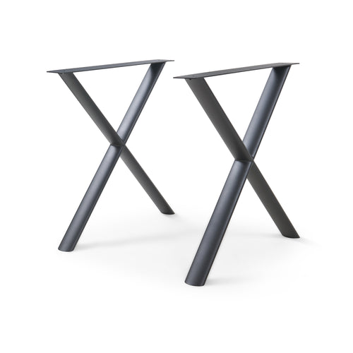 Set 2 buc picior masa in forma de X Klixjö 72x70 cm 160 kg otel negru [en.casa]