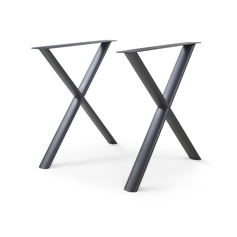 Set 2 buc picior masa in forma de X Klixjö 72x70 cm 160 kg otel negru [en.casa]