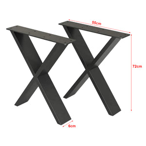 Set 2 buc picioare banca Maribo otel negru mat forma de X masuri diferite [en.casa]