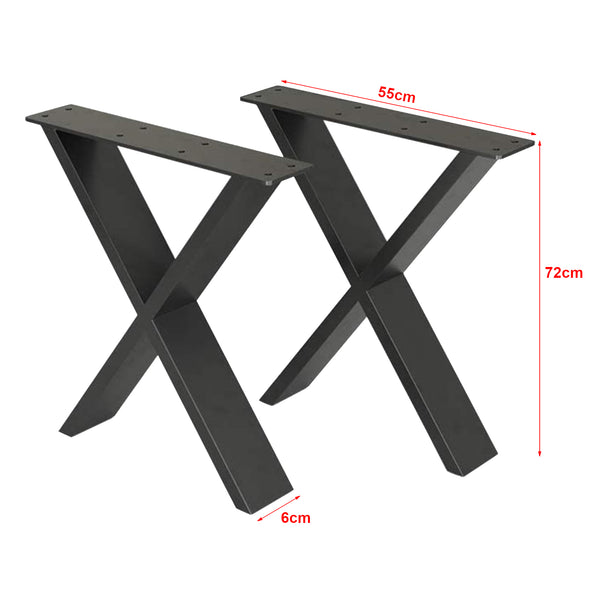 Set 2 buc picioare banca Maribo otel negru mat forma de X masuri diferite [en.casa]