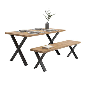Set 2 buc picioare banca Maribo otel negru mat forma de X masuri diferite [en.casa]