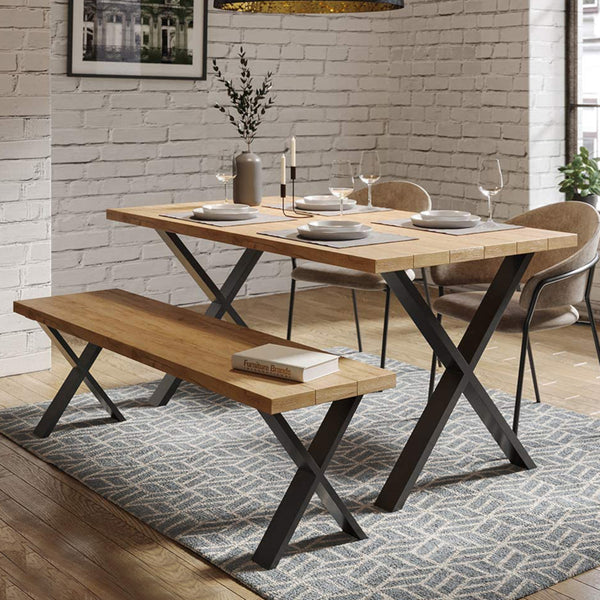 Set 2 buc picioare banca Maribo otel negru mat forma de X masuri diferite [en.casa]