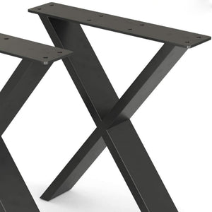 Set 2 buc picioare banca Maribo otel negru mat forma de X masuri diferite [en.casa]