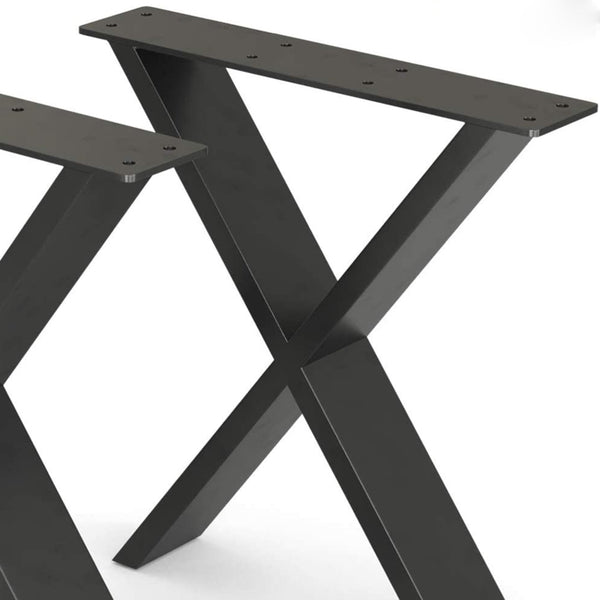 Set 2 buc picioare banca Maribo otel negru mat forma de X masuri diferite [en.casa]