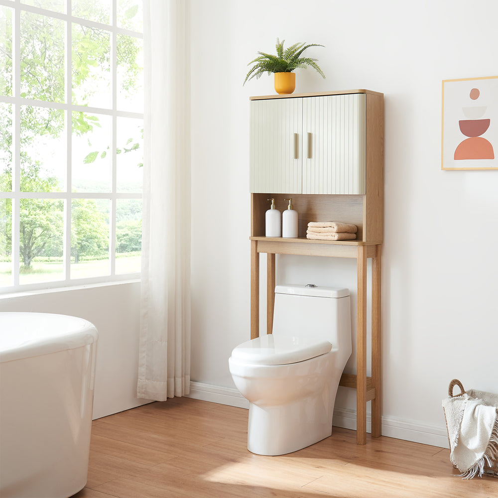 Dulap baie deasupra WC Ferrersp 160x63x20 cm efect stejar/oatmeal/natur [en.casa]