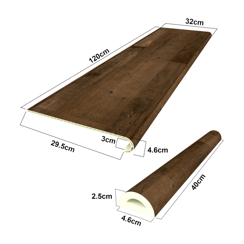 Schiță cotată Set protectie scari Bunschoten 120x32x4,6cm PVC [NEU.HOLZ]