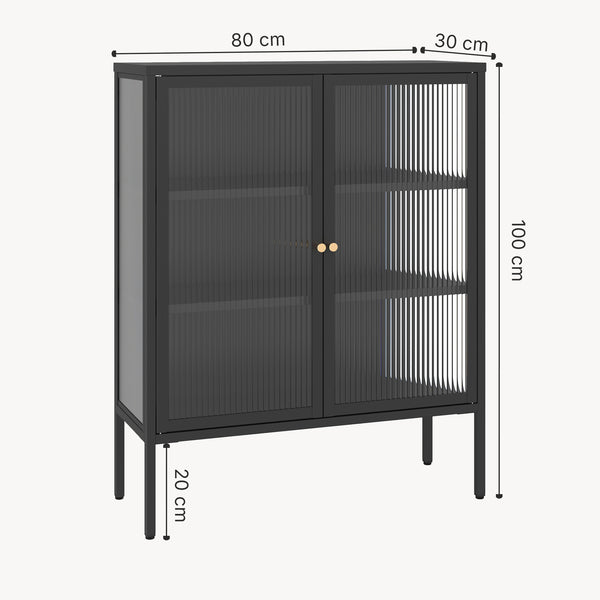 Vitrina Vinterhavn otel negru cu usi [en.casa]