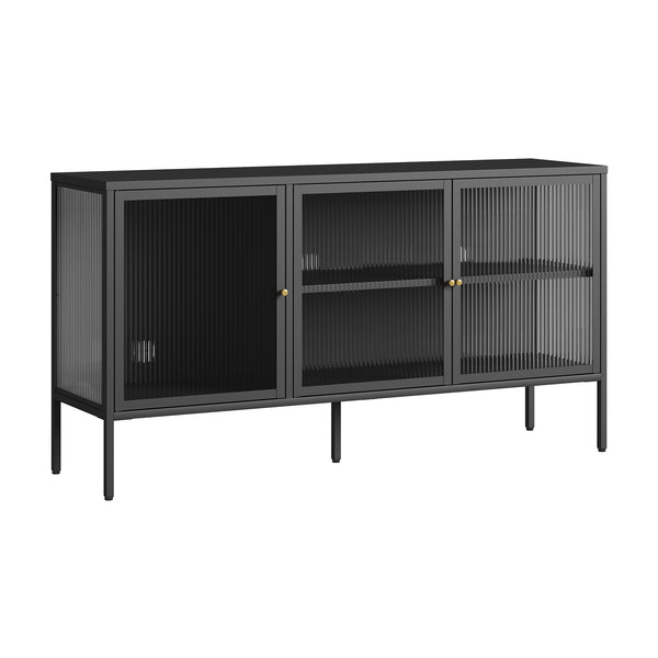 Vitrina Vinterhavn otel negru cu usi [en.casa]