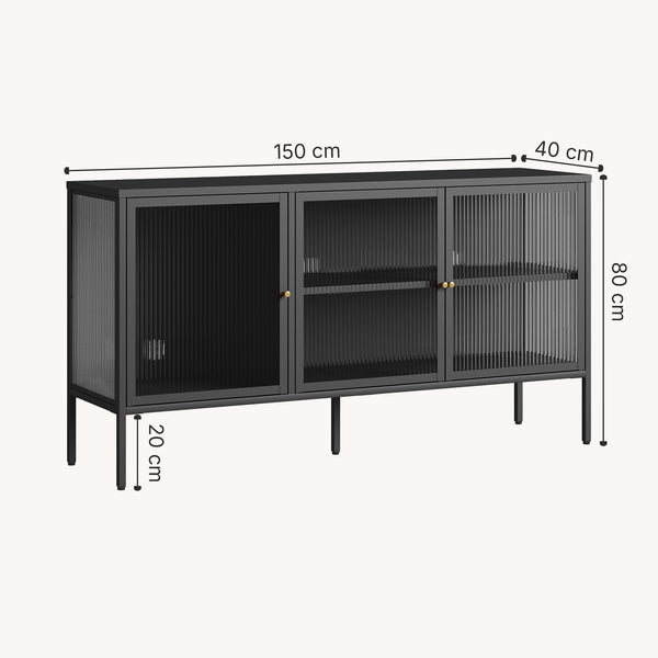 Vitrina Vinterhavn otel negru cu usi [en.casa]