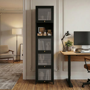Dulap inalt Ostersund 174x40x35 cm otel negru [en.casa]