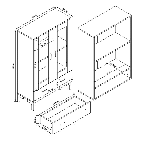 Vitrina Sonderso 115x70x31cm [en.casa]