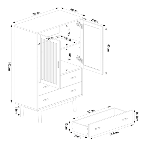 Vitrina Susa 120x80x40 cm [en.casa]