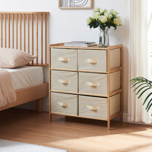 Comoda Maldon bambus/textil natur/bej cu sertare [en.casa]