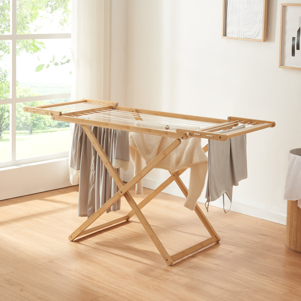 Klappbarer Wäscheständer Fakala 154x59x82 cm Bambus [en.casa] - premiumXL
