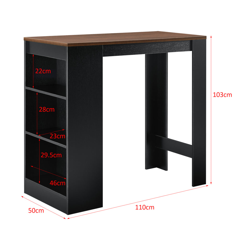 Bartisch Kouvola mit 3 Fächern 110x50x103 cm in versch. Farben [en.casa] - premiumXL
