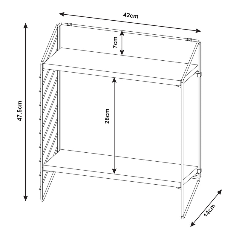 Schiță cotată Raft de perete Bømlo 47,5x42x14cm culori diferite [en.casa]